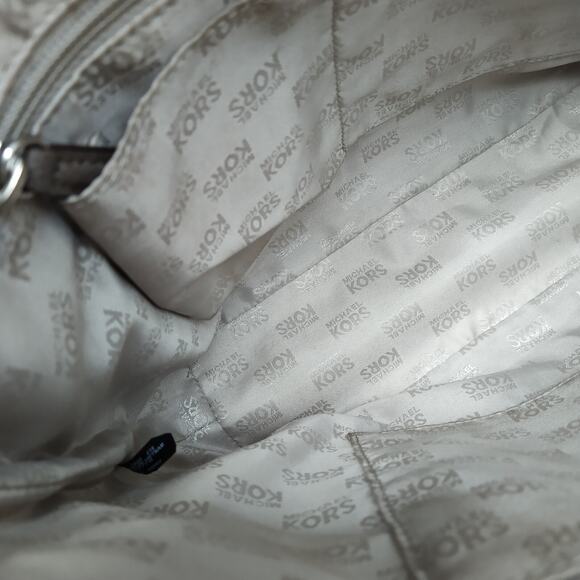 Michael Kors Gray Pebbled Leather Double Handle Tote Bag - Picture 13 of 16